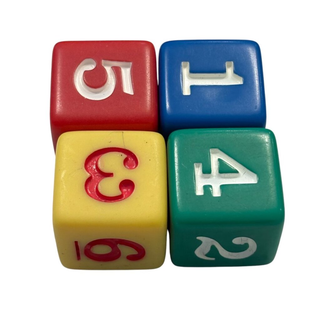 Vintage Set Of 4 Colorful Plastic Number Blocks For Kids Educational Toys